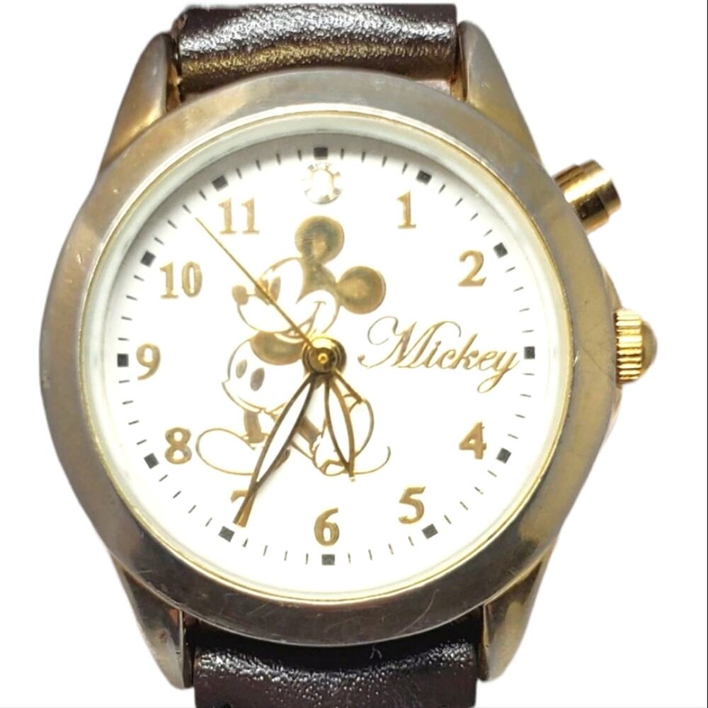 Disney  Mickey Mouse Musical Gold Watch RARE H2F